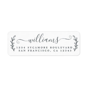 Rustic Script Black White Family Return Address
