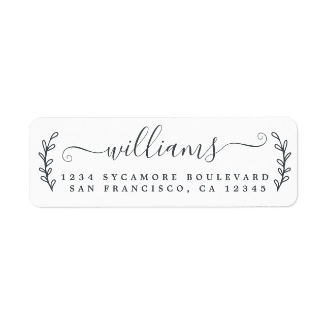 Rustic Script Black White Family Return Address (Front)