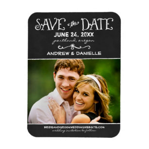 Rustic Script Chalkboard Wedding Black Photo Magnet