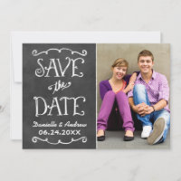 Rustic Script Chalkboard Wedding Black