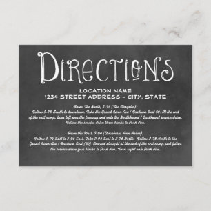 Rustic Script Chalkboard Wedding Directions Black Enclosure Card