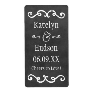 Rustic Script Chalkboard Wedding Monogram Black