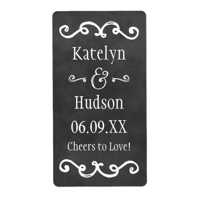 Rustic Script Chalkboard Wedding Monogram Black (Front)