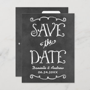 Rustic Script Chalkboard Wedding Save the Date Announcement Postcard