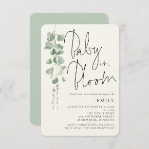 Rustic Script Eucalyptus Baby in Bloom Shower Invitation