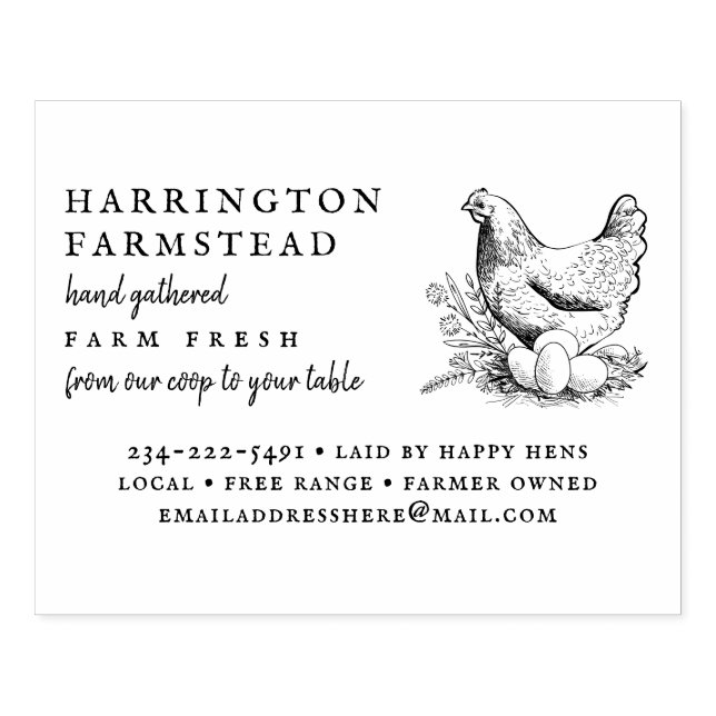 Rustic Script Family Farm Fresh Egg Carton Rubber Stamp (Imprint)