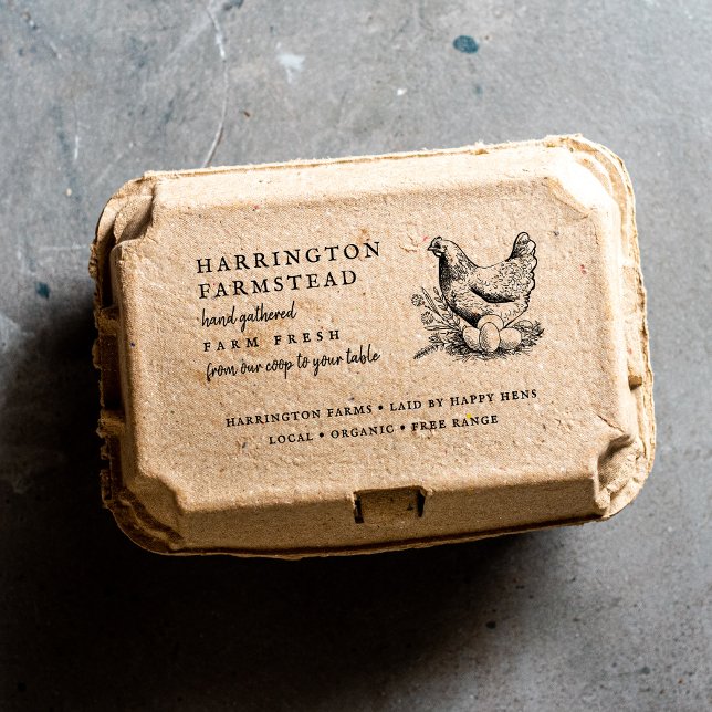 Rustic Script Family Farm Fresh Egg Carton Rubber Stamp (Creator Uploaded)