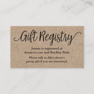 Rustic Script Gift Registry Shower Insert Card