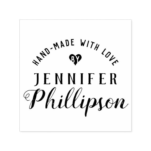 Rustic Script "Hand-Made With Love" Signature Self-inking Stamp (Design)