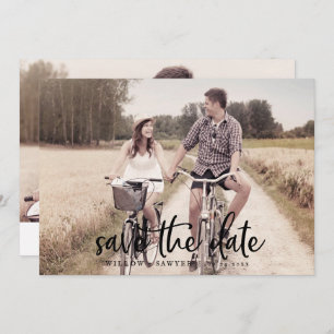 Rustic Script Horizontal Light Photo Save The Date