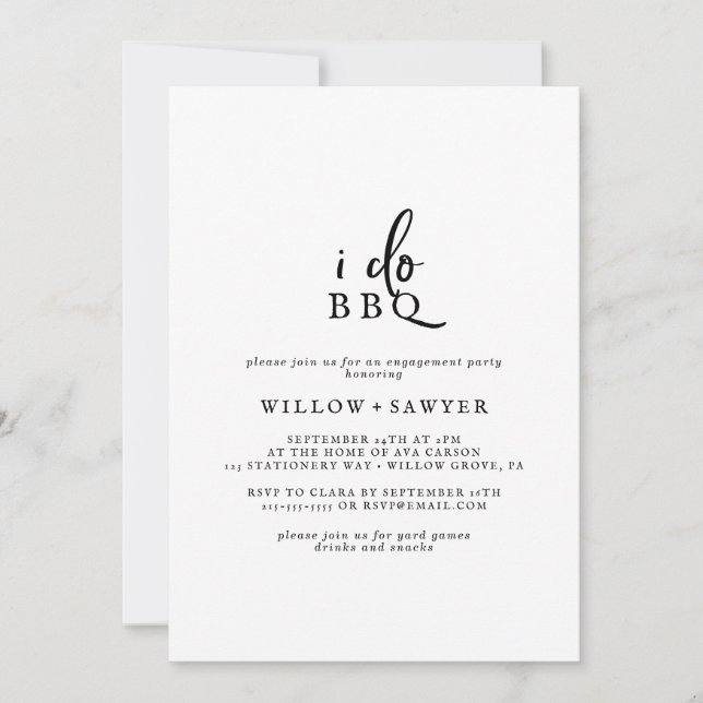 Rustic Script I Do BBQ Engagement Party Invitation (Front)