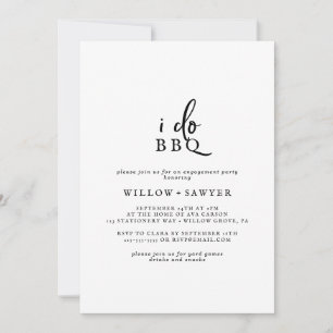 Rustic Script I Do BBQ Engagement Party Invitation