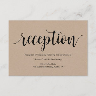 Rustic Script, kraft black, Wedding Reception Enclosure Card