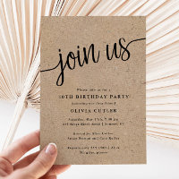 Rustic Script Kraft "Join Us" Any Occasion