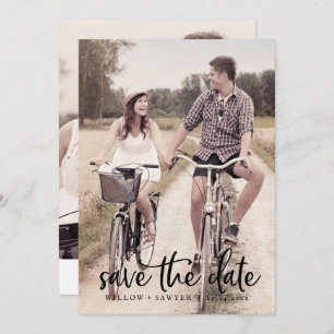 Rustic Script Light Photo Template Save the Date