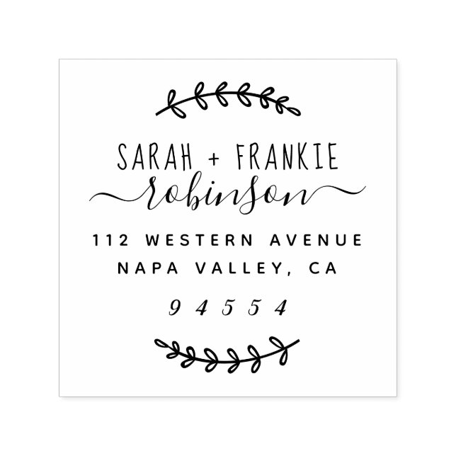 Rustic Script Married Couple Return Address Self-inking Stamp (Design)