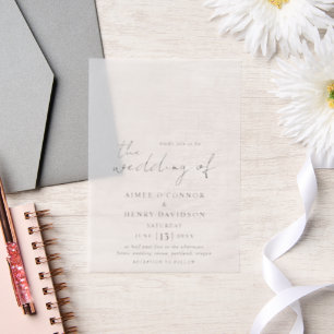 Rustic Script Modern Wedding Vellum Invitations