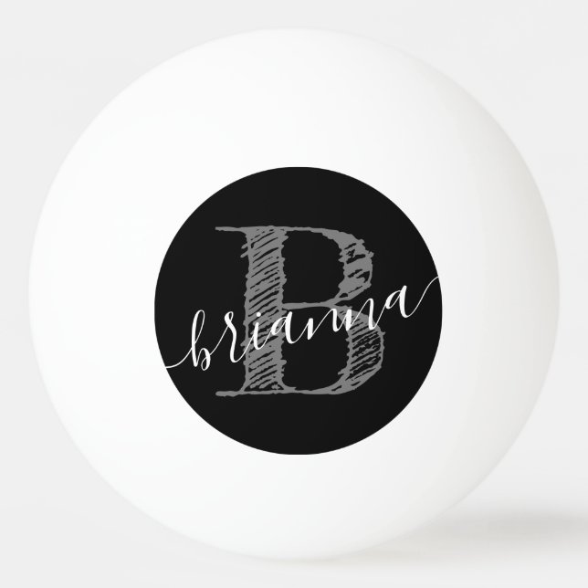 Rustic Script Monogram Initial Personalised Ping Pong Ball (Front)