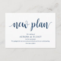 Rustic Script, Navy Blue script, Wedding postpone