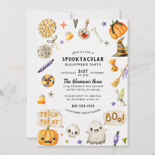 Rustic Script Painted Spooktacular Halloween Party Holiday Card