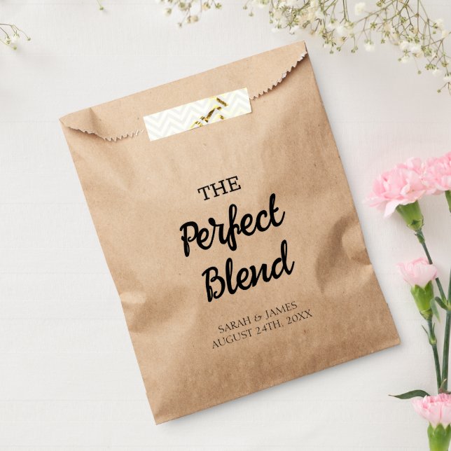 Rustic Script Perfect Blend Wedding Bridal Shower  Favour Bags (Sealed)
