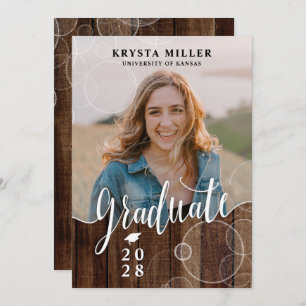 Rustic Script Photo Graduation Party Invitation