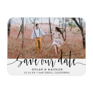 Rustic Script Photo Magnet Save the Date