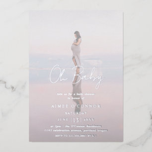 Rustic Script Photo Modern Baby Shower