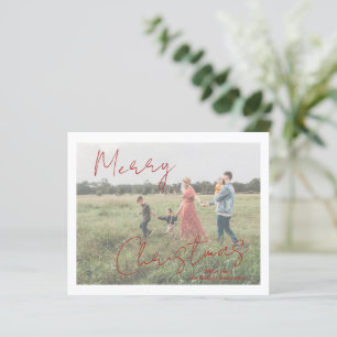 Rustic Script Photo Modern Christmas Card