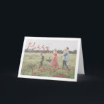 Rustic Script Photo Modern Christmas Holiday Card<br><div class="desc">Modern photo Christmas card featuring a simple and minimal design with "Merry Christmas" in an elegant, red rustic script over your favourite picture along with your family name. The template includes a white overlay to help the text stand out over your photo and may be removed in the design editing...</div>