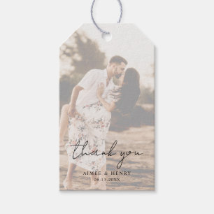 Rustic Script Photo Modern Wedding Gift Tags