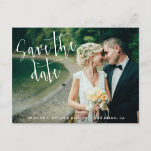 Rustic Script Save The Date Photo Postcard