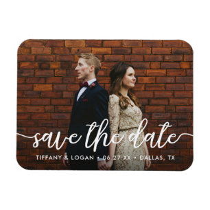 Rustic Script Simple Save the Date Photo Magnet
