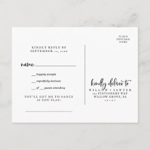 Rustic Script Song Request RSVP Postcard