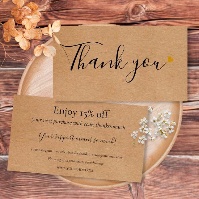 Rustic Script Thank You For Shopping Discount Card (Creator Uploaded)