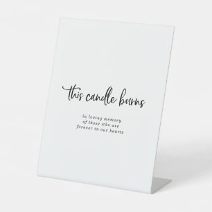 Rustic Script This Candle Burns Wedding Memorial Pedestal Sign
