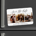 Rustic Script Three Photos Save the Date 4x6 Magnet<br><div class="desc">Rustic Script Three Photos Save the Date Magnet</div>