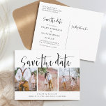 Rustic Script Three Photos Save the Date Postcard<br><div class="desc">Rustic Script Three Photos Save the Date Postcard</div>