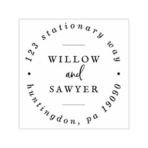 Rustic Script Wedding Circular Address Self-inking Stamp