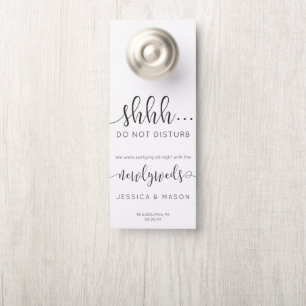 Rustic Script Wedding Door Hanger Do Not Disturb