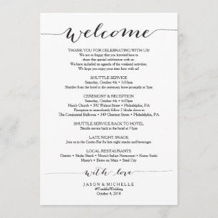 Rustic Script Wedding Itinerary - Wedding Welcome Programme