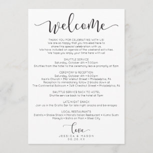 Rustic Script Wedding Itinerary - Wedding Welcome Programme