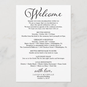 Rustic Script Wedding Itinerary - Wedding Welcome Programme
