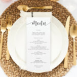 Rustic Script Wedding Menu or Bridal Shower Menu Invitation<br><div class="desc">Display your delicious menu on these lovely cards - perfect size to place on each plate! This design features a lovely script font. Easily edit the food items!</div>