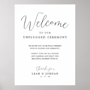 Rustic Script Wedding Uplugged Ceremony Sign