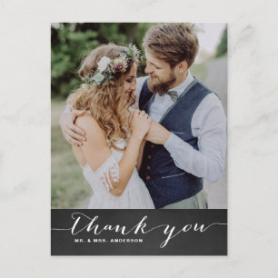 Rustic Script Wedding Vertical Thank You II Postcard