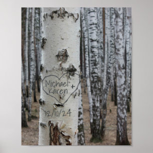 Rustic Script Woods Engaged Keepsake Poster
