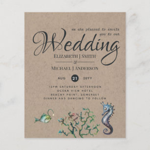 Rustic Seahorse Ocean Sea Wedding Invites Budget
