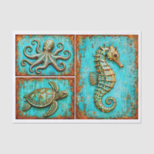 Rustic Seahorse Octopus Turtle Set RS2R Decoupage Tissue Paper