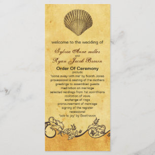 rustic seashell  beach wedding program programme